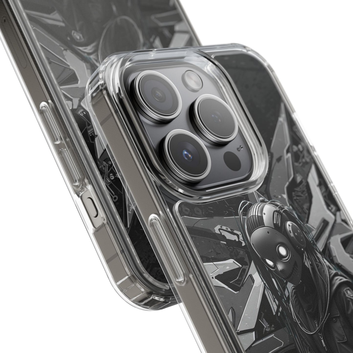Anime-Inspired Clear Phone Case - Edgy Streetwear Style