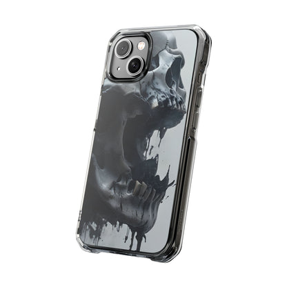 Unique Skull Design Magnetic Clear Impact Cases, Skull Phone Cases, Gothic Accessories, Halloween Gifts, Edgy Mobile Covers