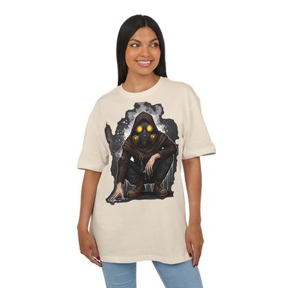 Gothic Gas Mask Unisex Heavy Oversize Tee, Streetwear Graphic Tee, Casual T-Shirt, Halloween Costume Top, Unique Gift Idea