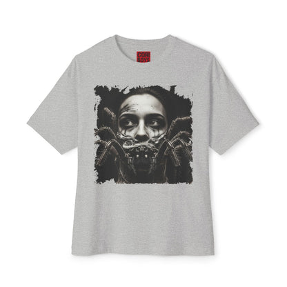 Eerie Spider Graphic Unisex Boxy Tee, Creepy Shirt for Halloween, Casual Wear, Street Fashion, Unique Gift for Spooky Season