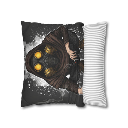 Gothic Gas Mask Pillowcase - Unique Home Decor, Edgy Throw Pillow, Gifts for Sci-Fi Fans, Alternative Room Style, Men’s Bedroom Decor