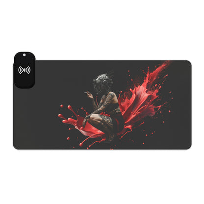 LED Gaming Mouse Pad with Wireless Charging, Gamer Desk Essentials, Backlit Mouse Mats, RGB Light Desk Pad, Cool Tech Gadgets