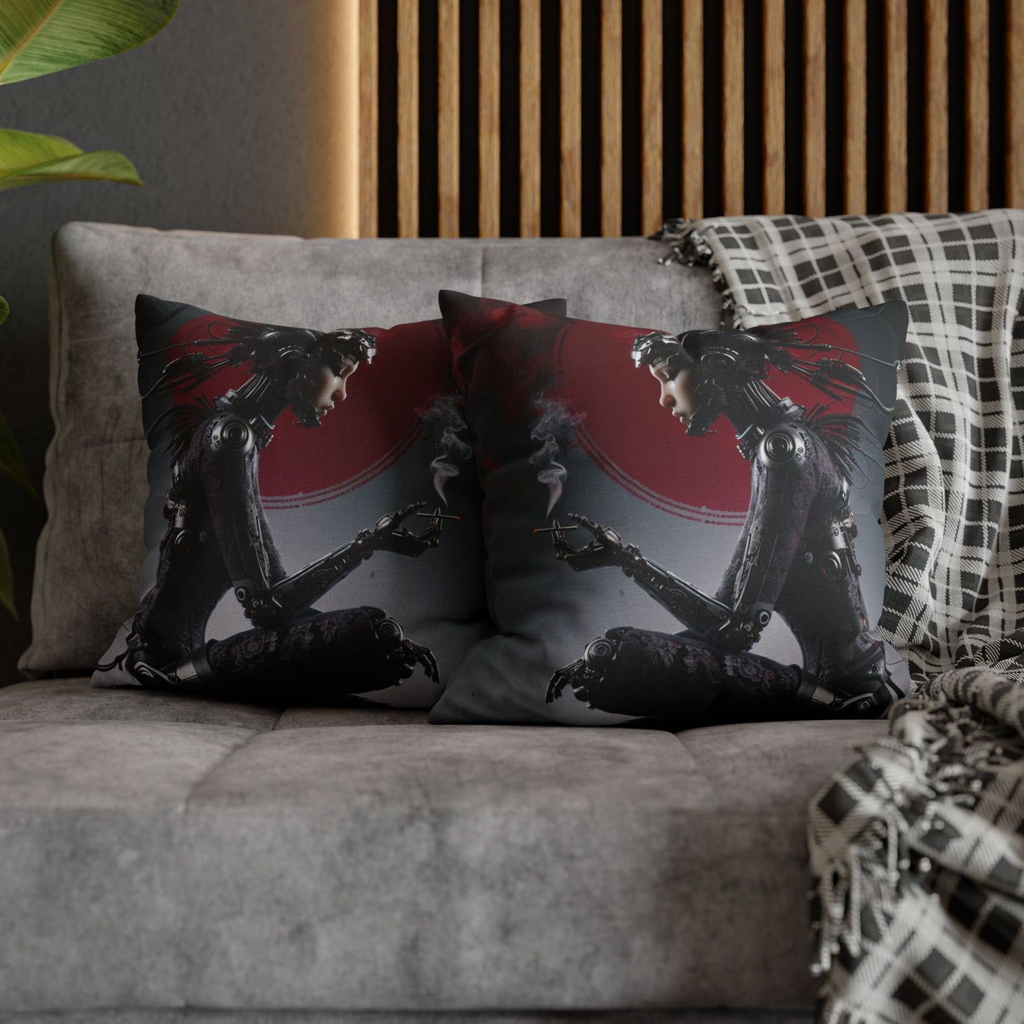 Futuristic Robot Love Pillowcase, Cyberpunk Decor, Gift for Tech Lovers, Modern Home Accent, Unique Housewarming Present