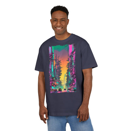 Vibrant Nature Sunset Unisex Oversize Tee, Cozy Graphic Shirt for Nature Lovers, Trendy Casual Wear, Gift for Friends, Summer Fashion