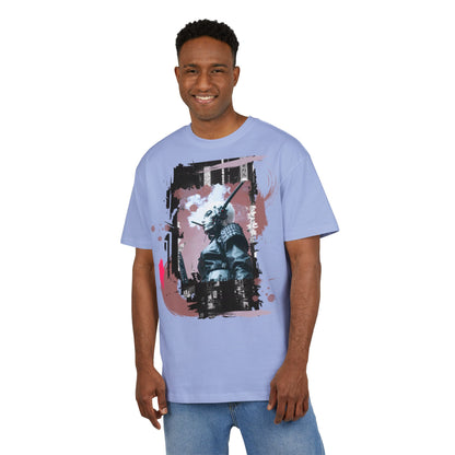Unisex Heavy Oversize Tee featuring Samurai Art, Streetwear Graphic Tee, Gift for Him/Her, Casual Wear, Anime Inspired Fashion