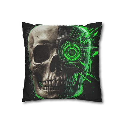 Futuristic Skull Pillowcase | Gothic Decor, Cyberpunk Home Accessories, Unique Gift, Halloween Decor, Throw Pillow