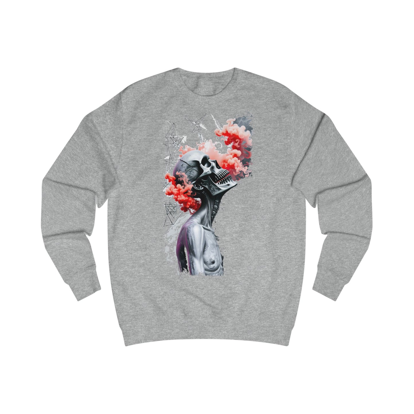 Futuristic Skull Art Sweatshirt, Unique Graphic Hoodie, Unisex Streetwear, Cozy Gifts for Artists, Trendy Casual Wear