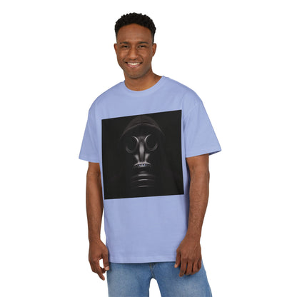 Unisex Heavy Oversize Tee with Bold Gas Mask Design, Streetwear, Artistic Tee, Gift for Trendsetters, Casual Wear, Grunge Fashion