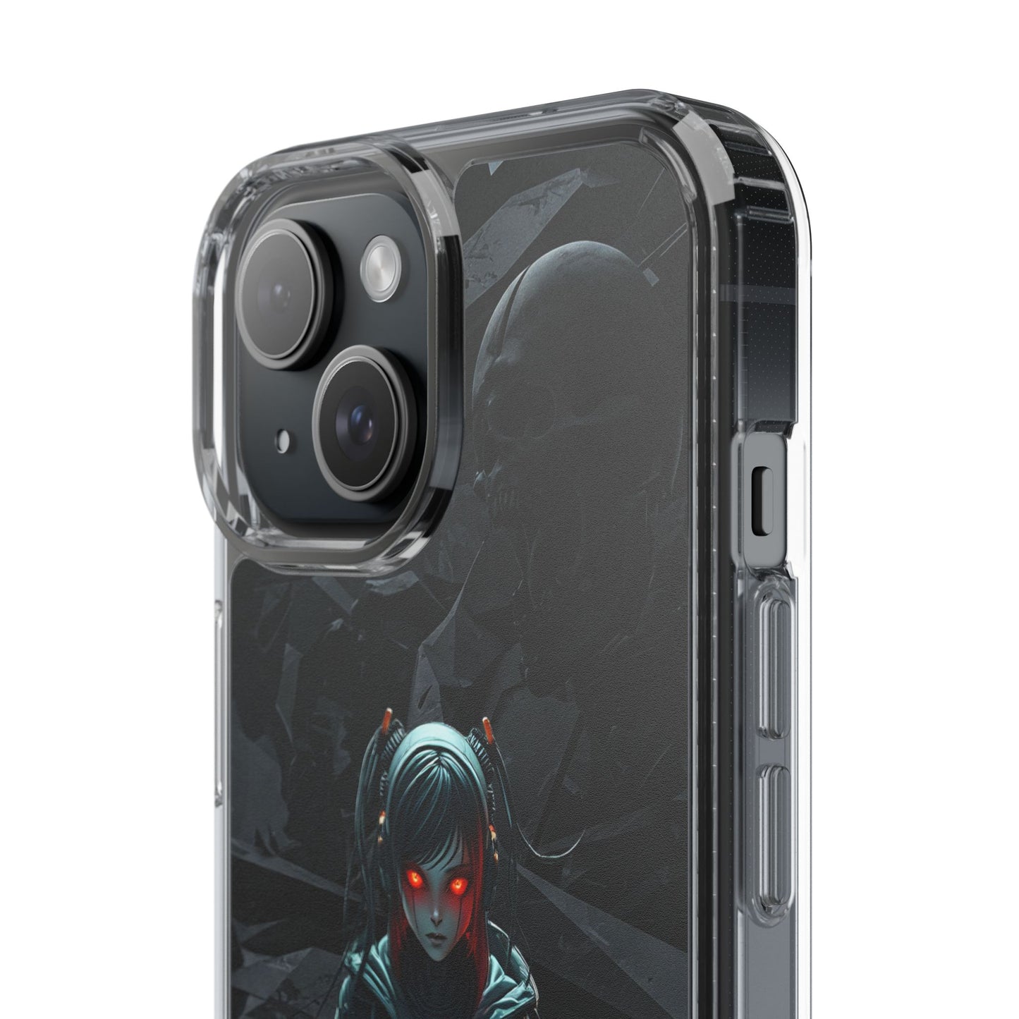 Futuristic Clear Phone Case with Cyberpunk Design - Edgy and Stylish