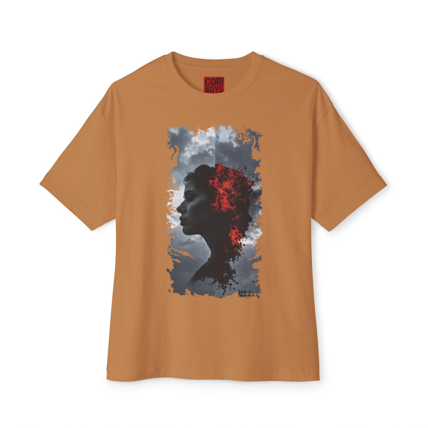 Stylish Oversized Boxy Tee with Artistic Profile Design, Casual Streetwear, Graphic T-shirt, Gift for Art Lovers, Everyday Comfort