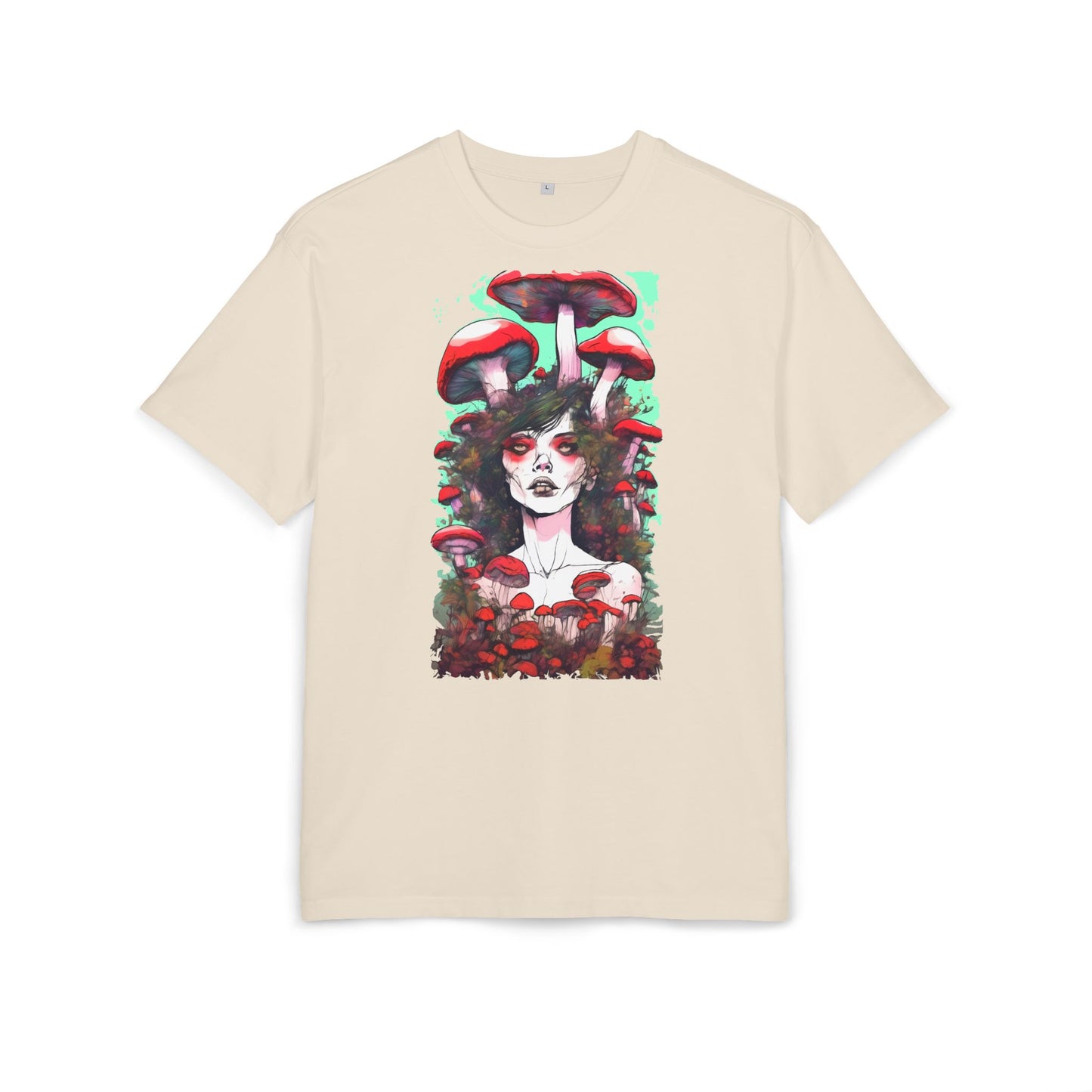 Mystical Mushroom Art Oversize Tee | Unisex Heavy Tee, Boho Style Shirt, Nature Lover Gift, Festival Wear, Graphic Tee, Eco-Friendly Fashion