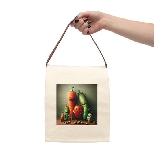 Whimsical Vegetable Canvas Lunch Bag, Eco-Friendly Tote, Kids Meal Bag, Cute Lunch Accessory, Gift for Garden Lovers, Picnic Essential