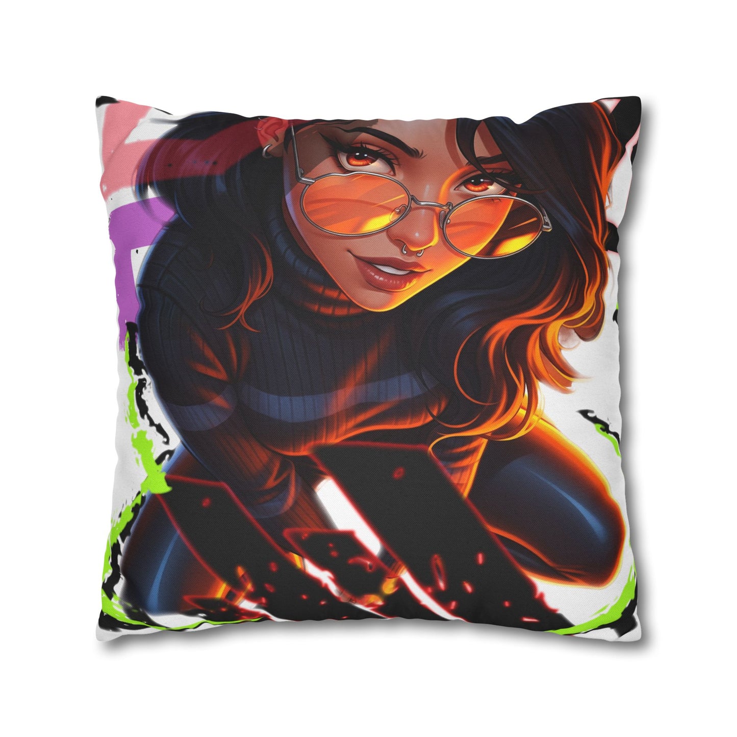 Vibrant Art Throw Pillow, Cozy Home Decor, Unique Gift for Gamers, Boho Cushion for Comfort, Stylish Accent Pillow