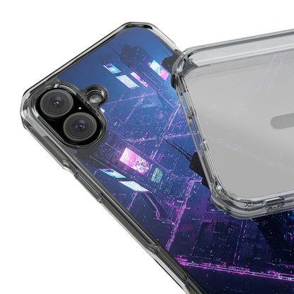 Futuristic Cityscape Phone Case, Customizable Clear Impact Case, Gift for Tech Lovers, Unique Phone Accessory, Aesthetic Cell Phone Cover