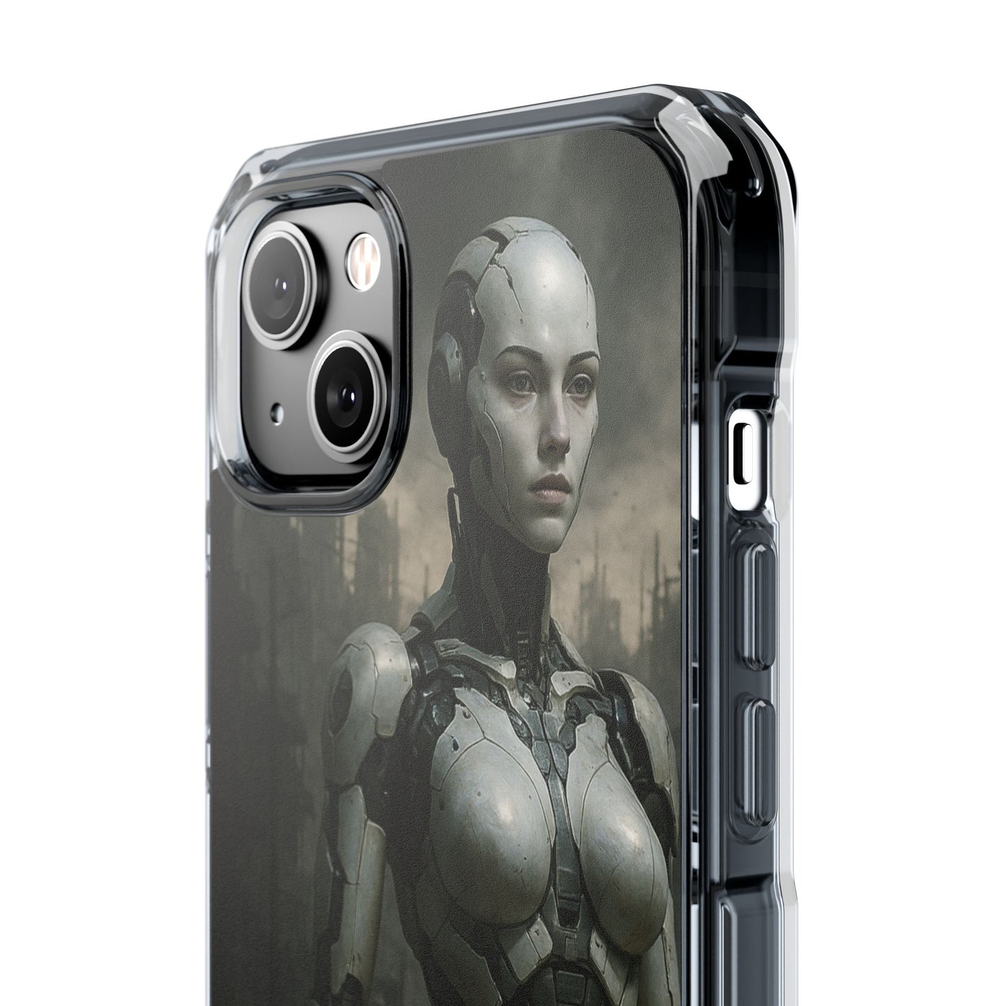 Futuristic Phone Case, Clear Impact Case with Sci-Fi Design, Smartphone Protection, Cyberpunk Aesthetic, Gift for Tech Lovers