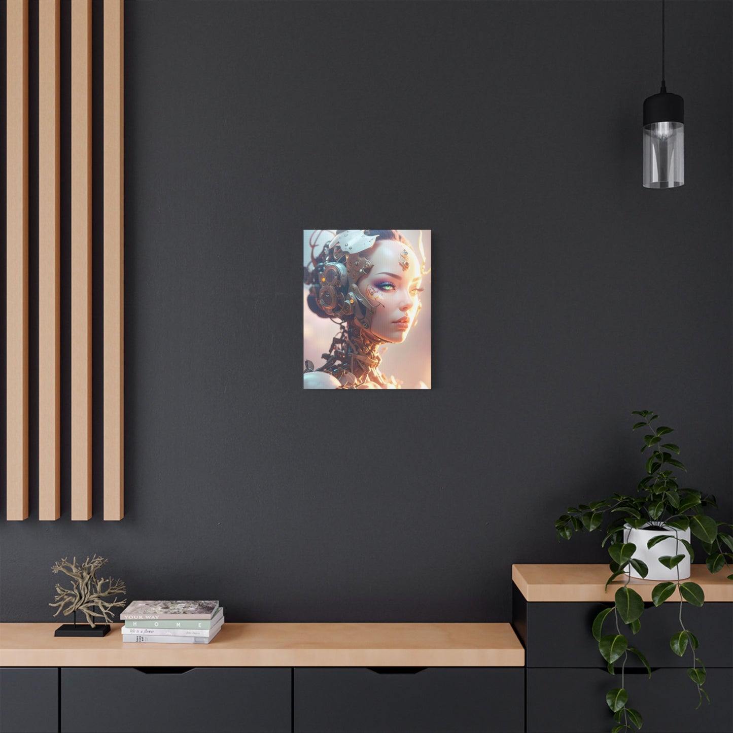 Satin Canvas Art Print, Modern Home Decor, Robot Artwork, Tech-Inspired Wall Art, Unique Gift for Tech Lovers