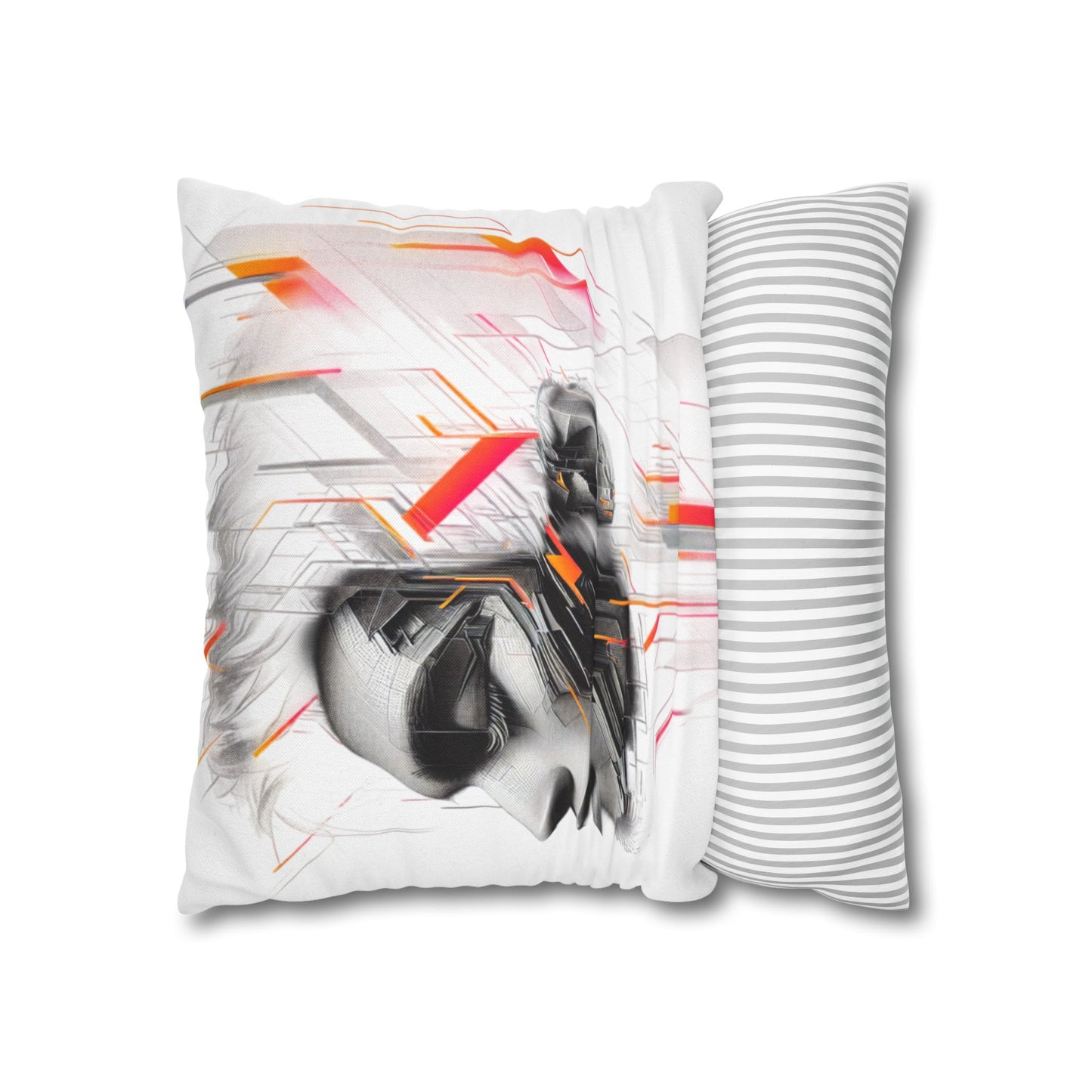 Futuristic Art Pillowcase - Modern Home Decor, Geometric Throw Pillow, Gift for Tech Lovers, Contemporary Accent Cushion