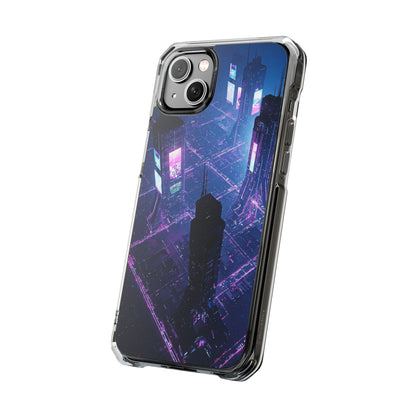Futuristic Cityscape Phone Case, Customizable Clear Impact Case, Gift for Tech Lovers, Unique Phone Accessory, Aesthetic Cell Phone Cover