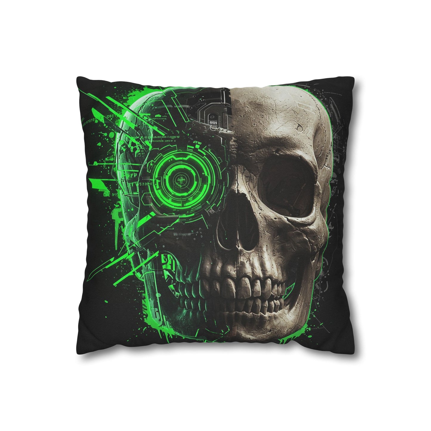 Futuristic Skull Pillowcase | Gothic Decor, Cyberpunk Home Accessories, Unique Gift, Halloween Decor, Throw Pillow