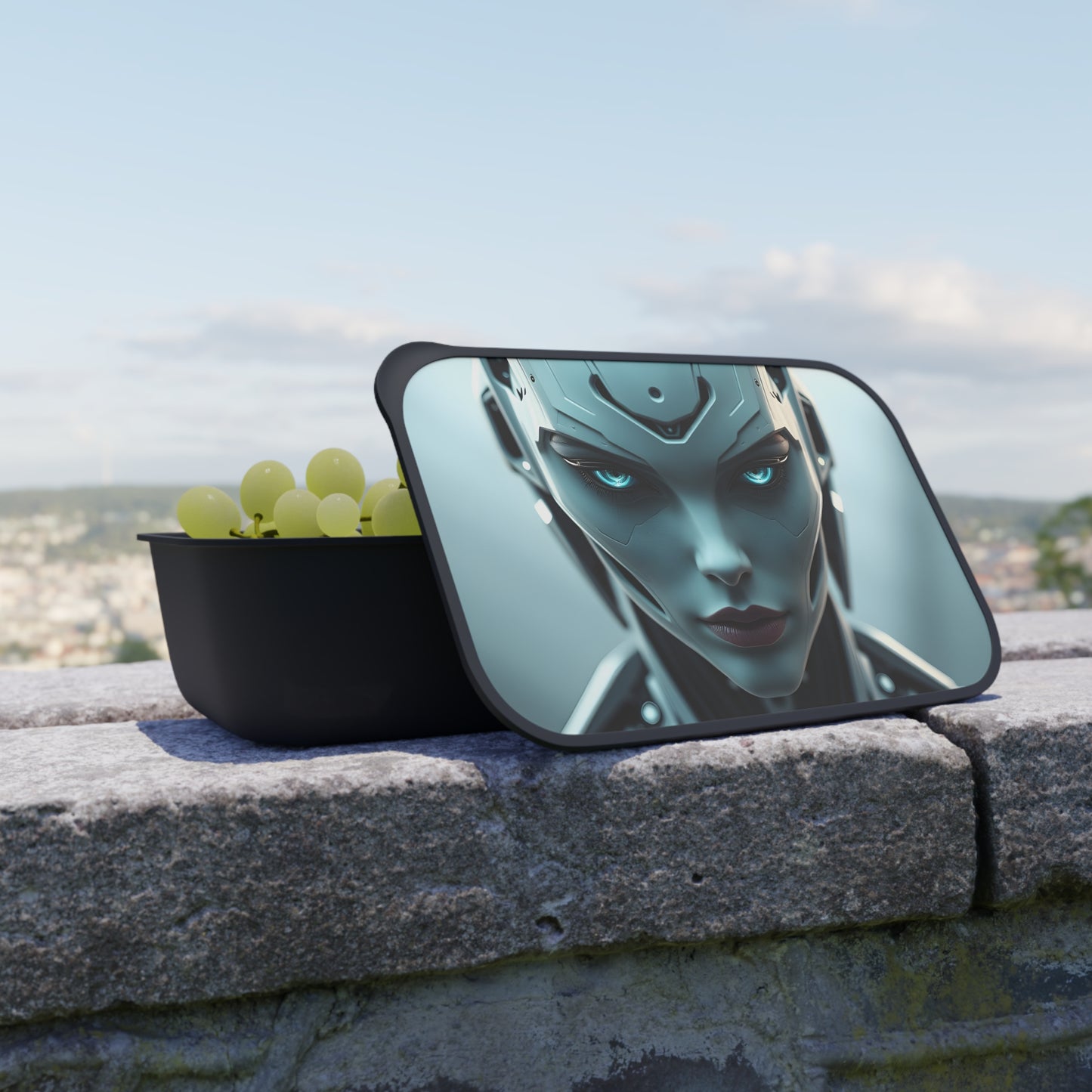 Futuristic Bento Box, Cyberpunk Lunch Container, Meal Prep Box, Stylish Food Storage, Robot Themed Utensils