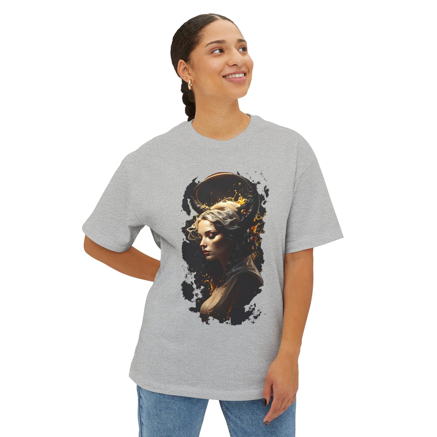 Artistic Oversized Tee with Abstract Portrait, Unisex Graphic Tee, Casual Streetwear, Perfect Gift for Art Lovers, Unique Summer Shirt