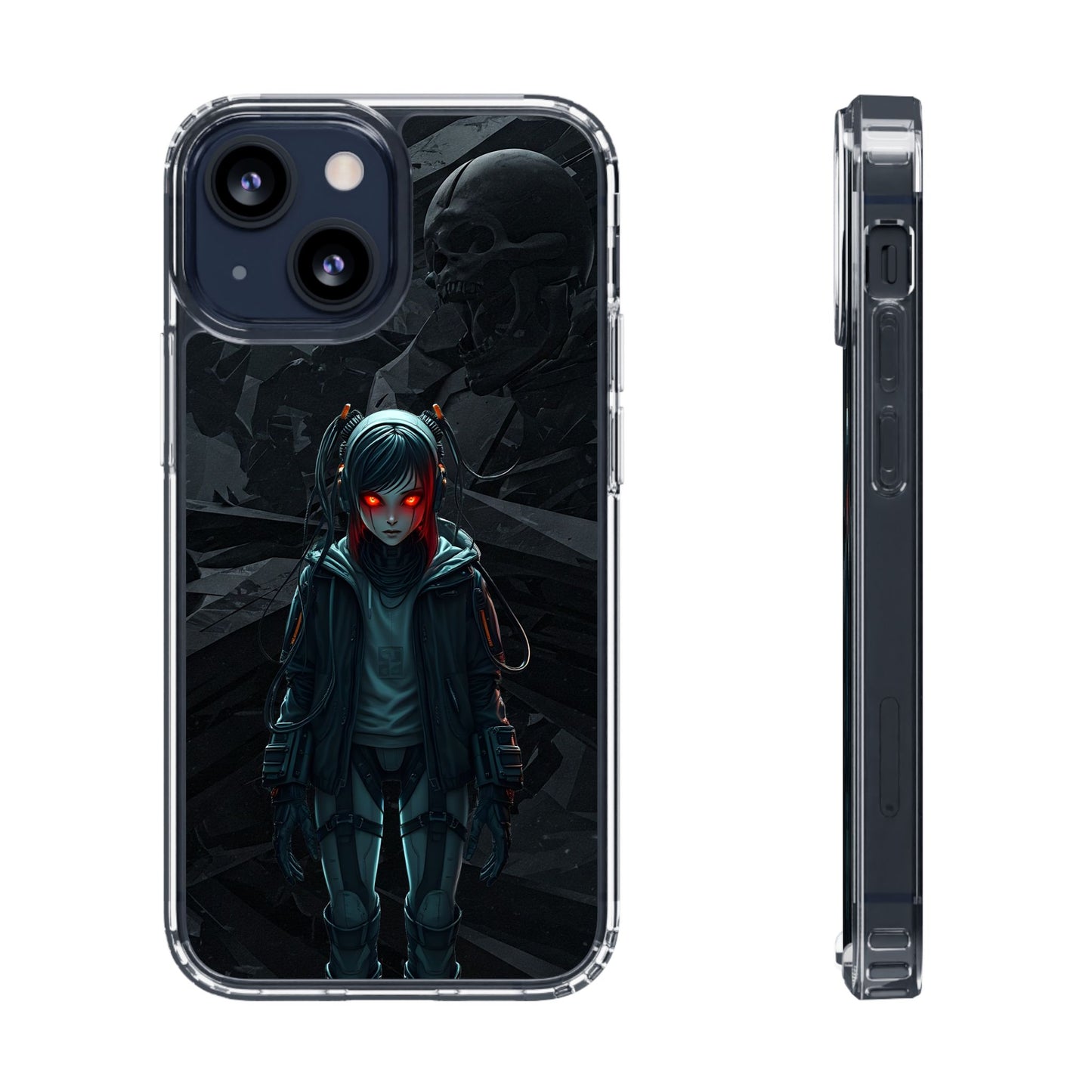 Futuristic Clear Phone Case with Cyberpunk Design - Edgy and Stylish