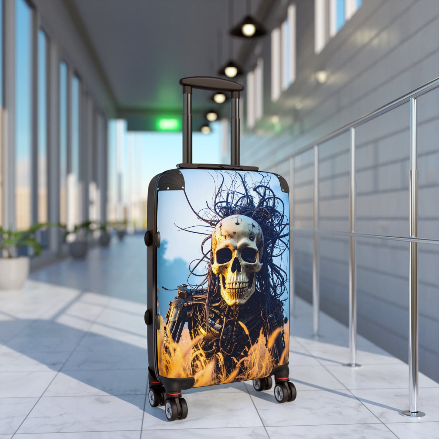 Skull Design Suitcase - Edgy Luggage for Travel, Halloween Decor, Unique Gifts, Skull Lover Merchandise, Travel Accessories