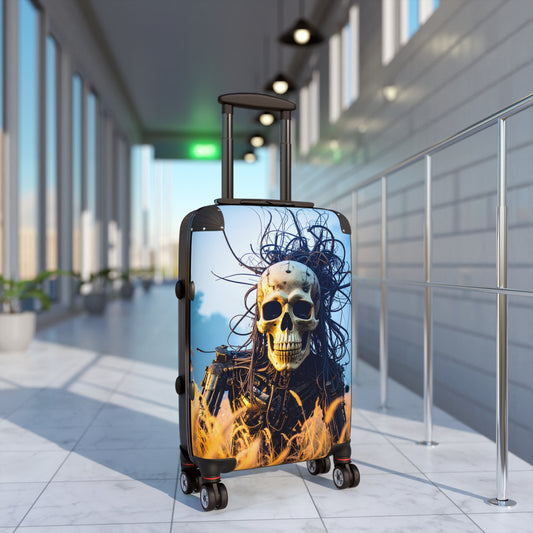 Skull Design Suitcase - Edgy Luggage for Travel, Halloween Decor, Unique Gifts, Skull Lover Merchandise, Travel Accessories