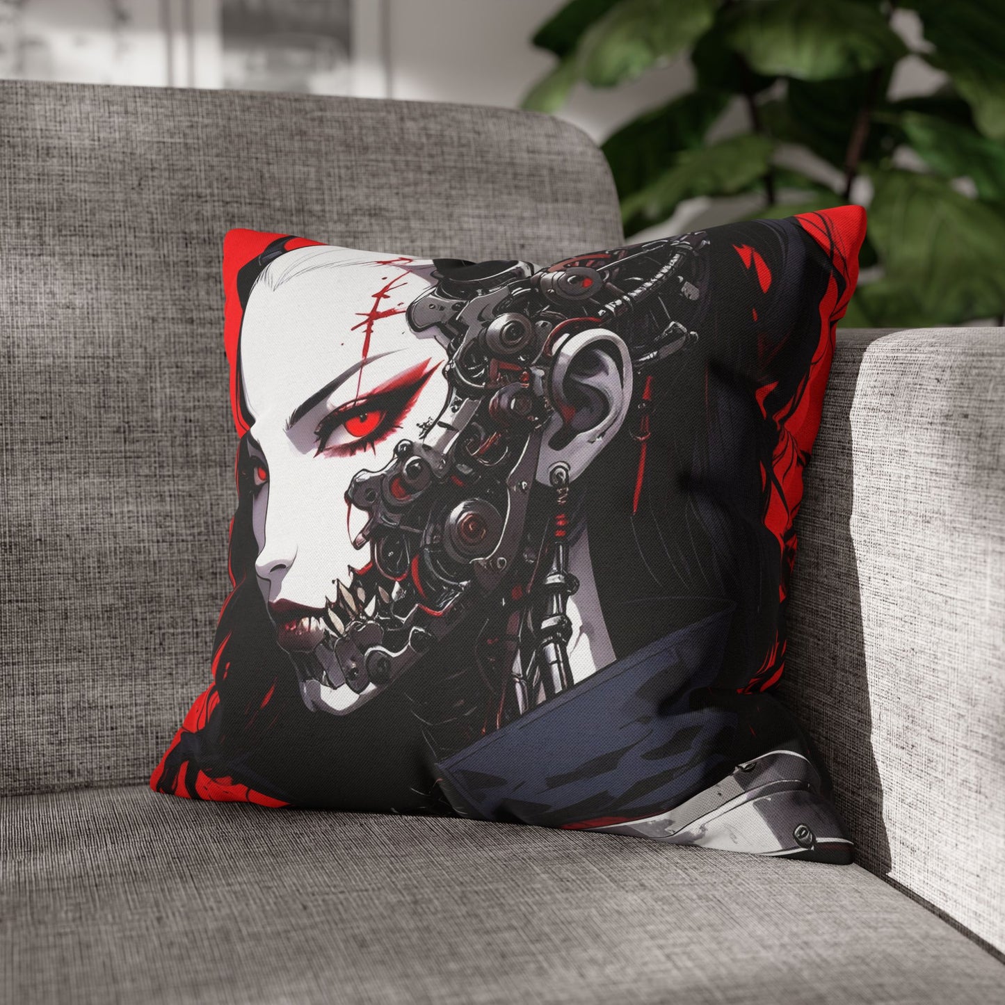 Futuristic Anime Style Pillowcase, Cyberpunk Decor, Gift for Anime Lovers, Home Accessories, Housewarming Present, Cozy Bedroom