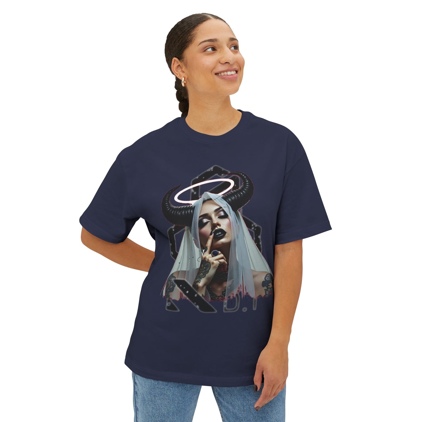 Edgy Graphic Tee, Unisex Oversized Boxy Tee, Alternative Fashion Shirt, Unique Apparel, Statement Top, Gift for Her