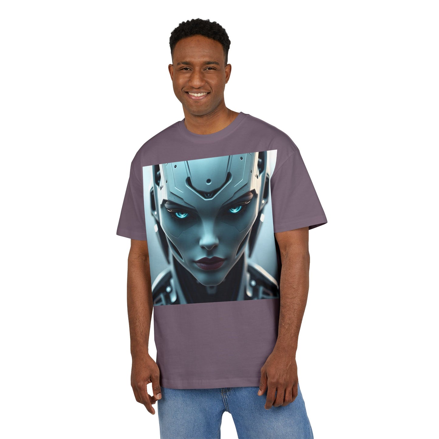 Futuristic Robot Oversize Tee, Cyberpunk Fashion, Unisex Graphic T-Shirt, Tech-Inspired Apparel, Unique Gift for Geeks