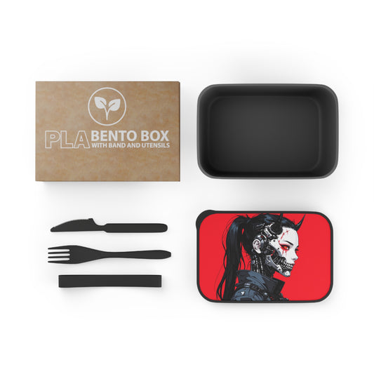 Futuristic Bento Box with Utensils, Stylish Lunch Container, Unique Meal Prep Box, Cyberpunk Food Storage, Perfect for On-the-Go