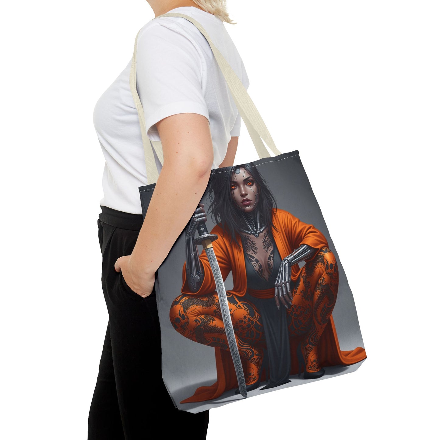 Fierce Samurai Tote Bag | Stylish AOP Bag for Anime Lovers | Perfect for Everyday, Shopping, or Gifts | Unique and Bold Design