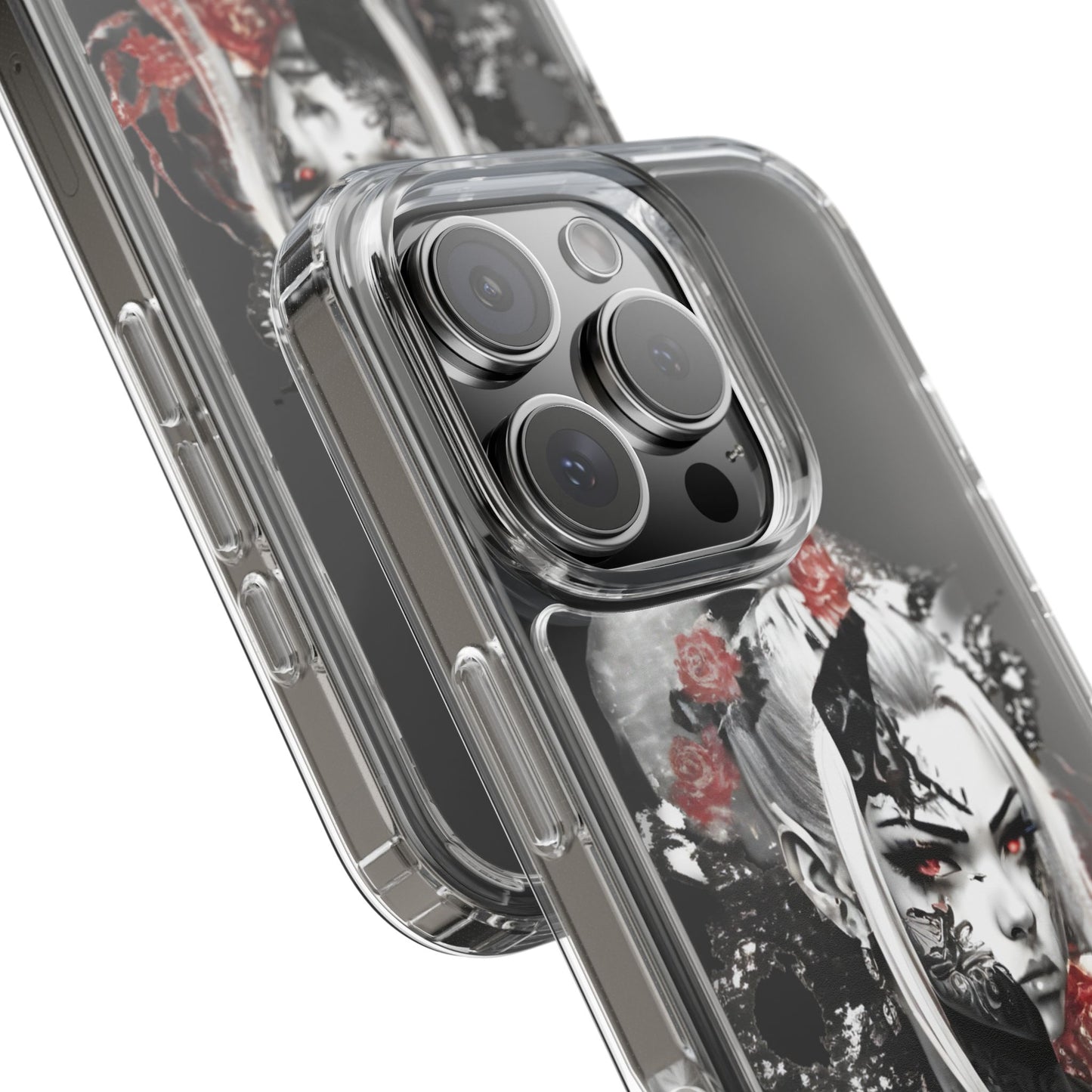Artistic Clear Phone Case with Floral Design