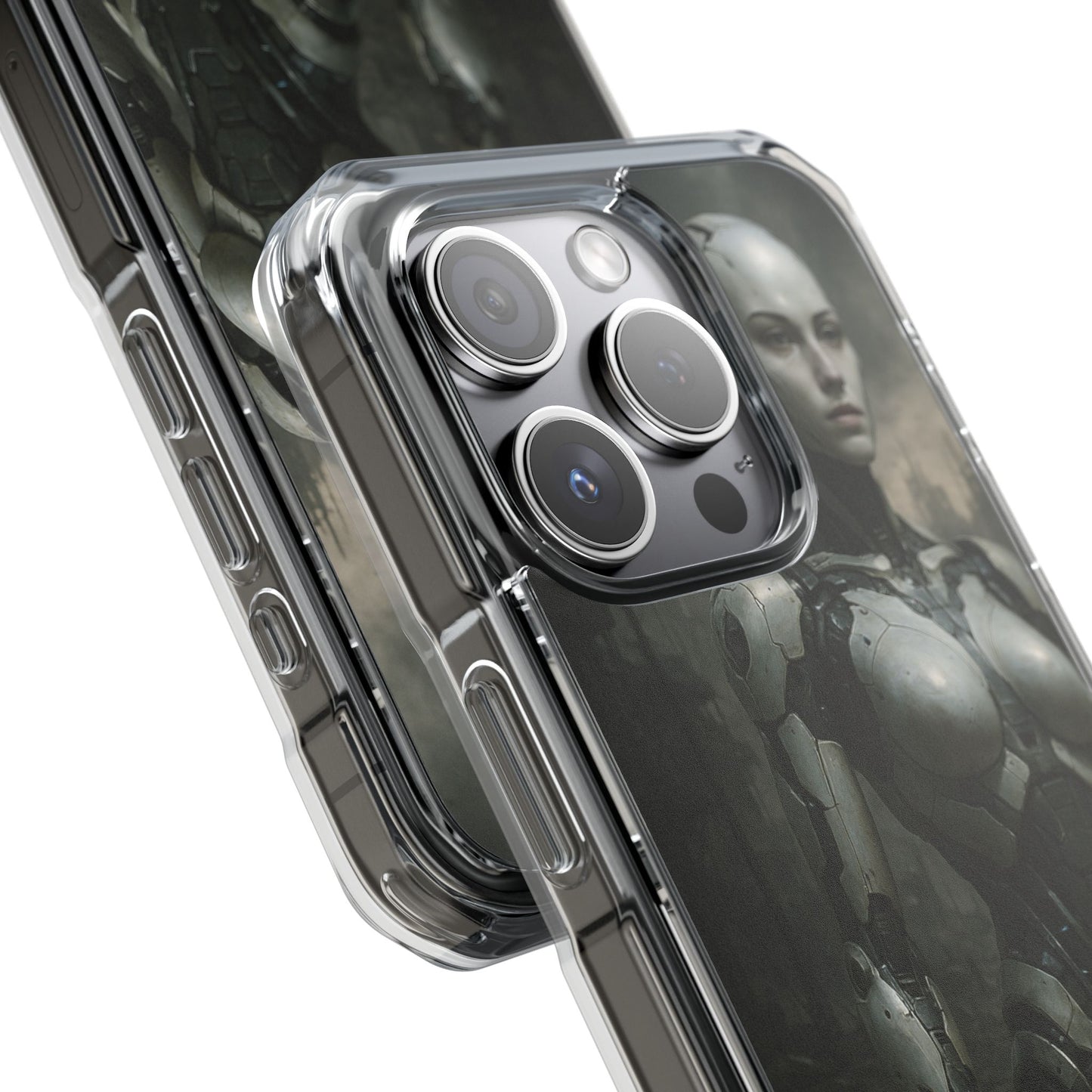 Futuristic Phone Case, Clear Impact Case with Sci-Fi Design, Smartphone Protection, Cyberpunk Aesthetic, Gift for Tech Lovers