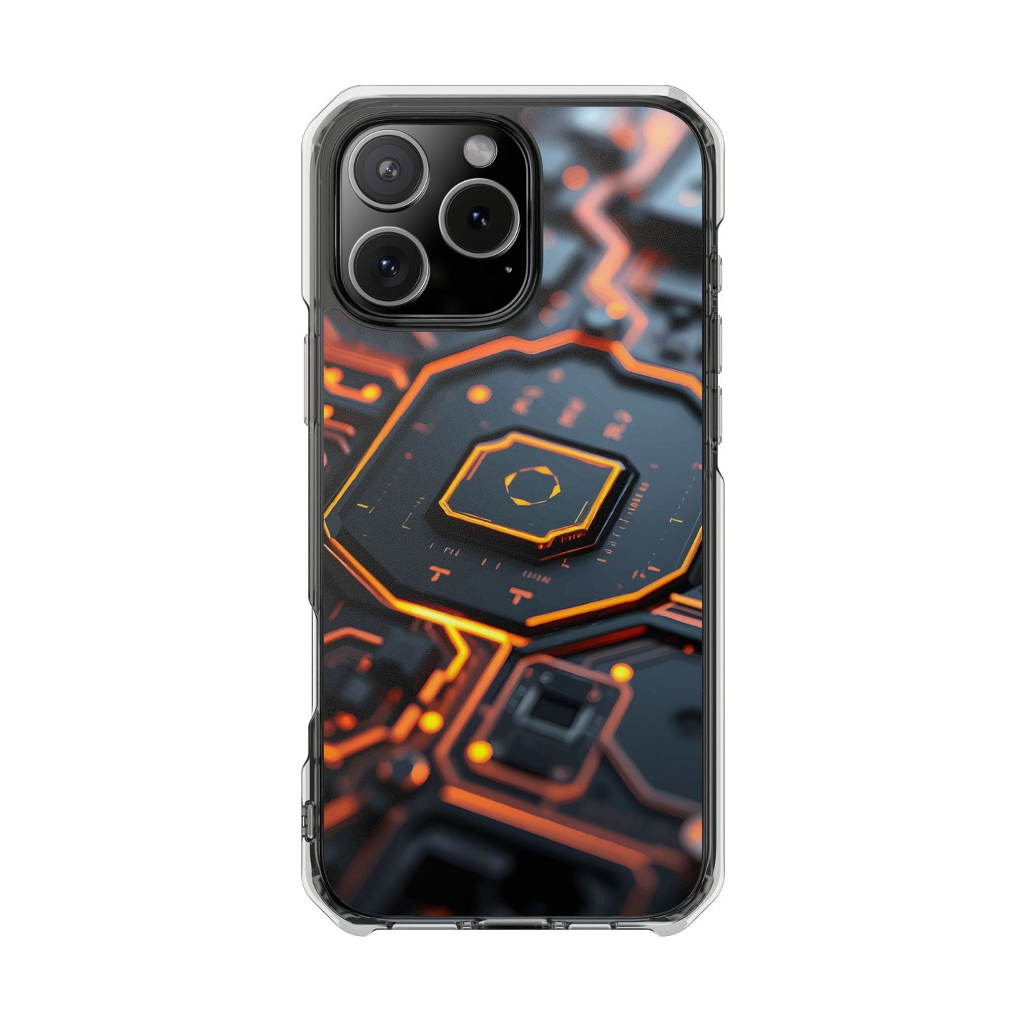 Futuristic Magnetic Phone Case, Clear Impact Case, Stylish Tech Accessory, Gifts for Tech Enthusiasts, Unique Phone Cover