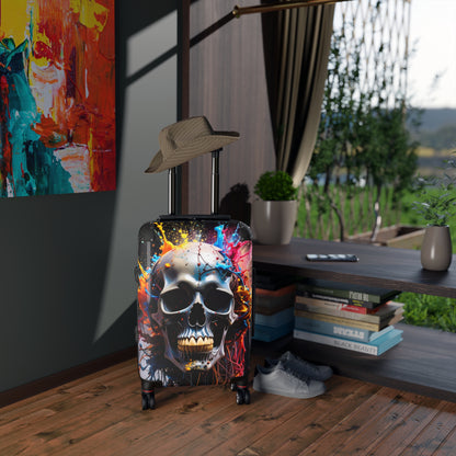Skull Art Suitcase - Travel Case for Adventurers, Unique Luggage, Gift for Goths, Curated Travel Gear, Eye-Catching Baggage