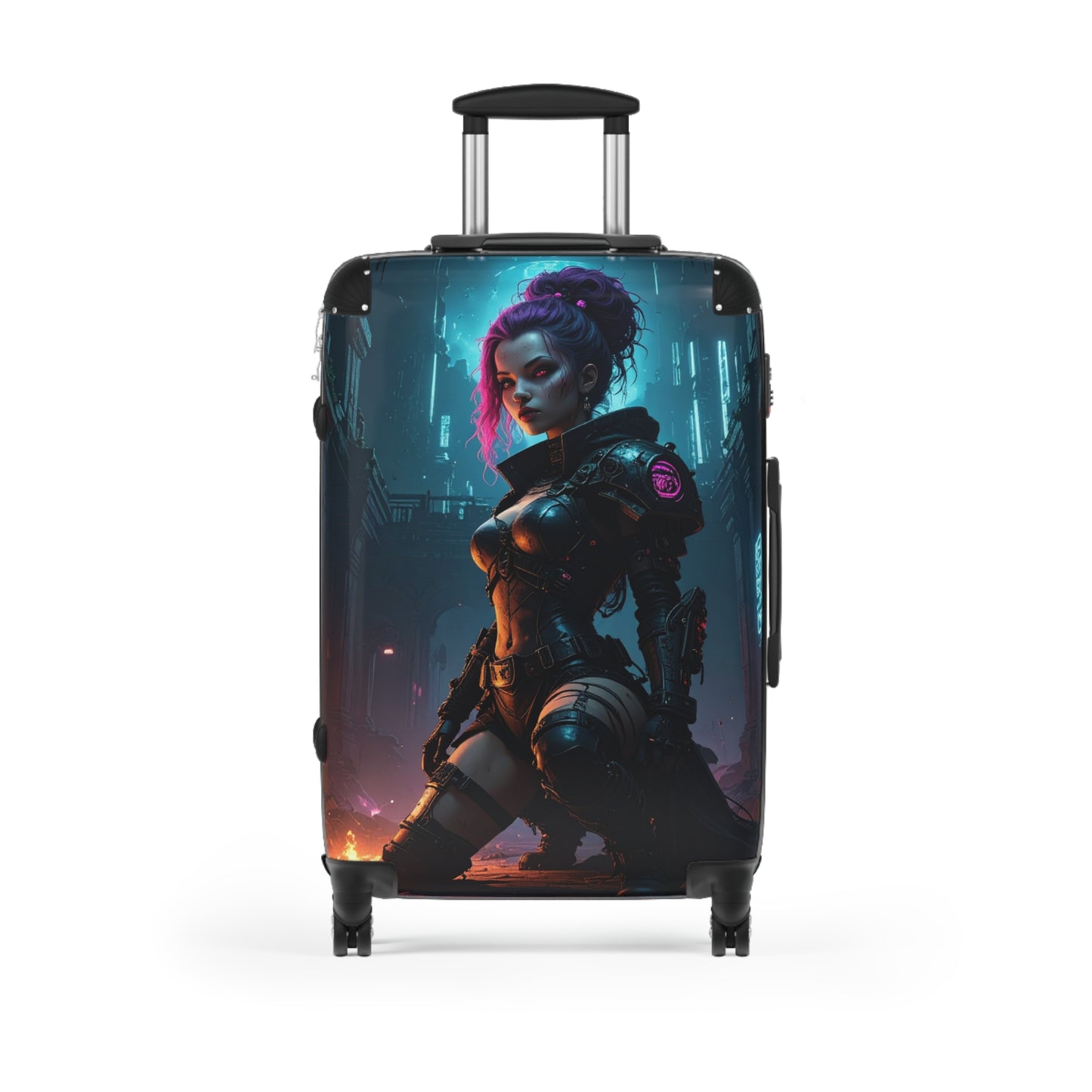 Futuristic Graphic Suitcase, Travel Luggage for Adventurers, Cyberpunk Style Carry-On, Unique Gift for Travelers, Stylish Vacation Bag