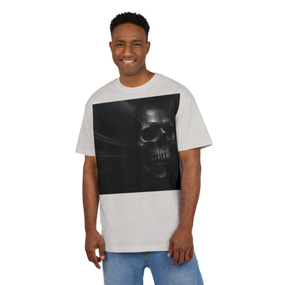 Skull Graphic Oversized Tee - Unisex Heavy Tee for Casual Wear, Street Style, Halloween Attire, Gift for Friends, Unique Art Tee