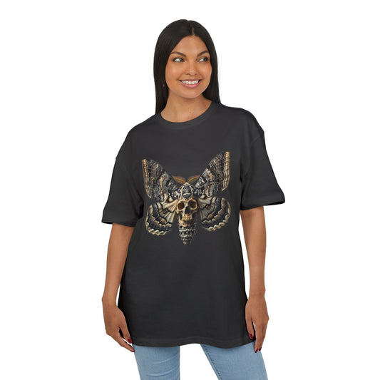 Unisex Oversize Tee with Skull Moth Design - Edgy Graphic Shirt