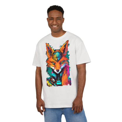 Vibrant Fox Graphic Oversized Tee, Unisex Streetwear Shirt, Unique Gift for Animal Lovers, Casual Wear, Colorful Art Tee