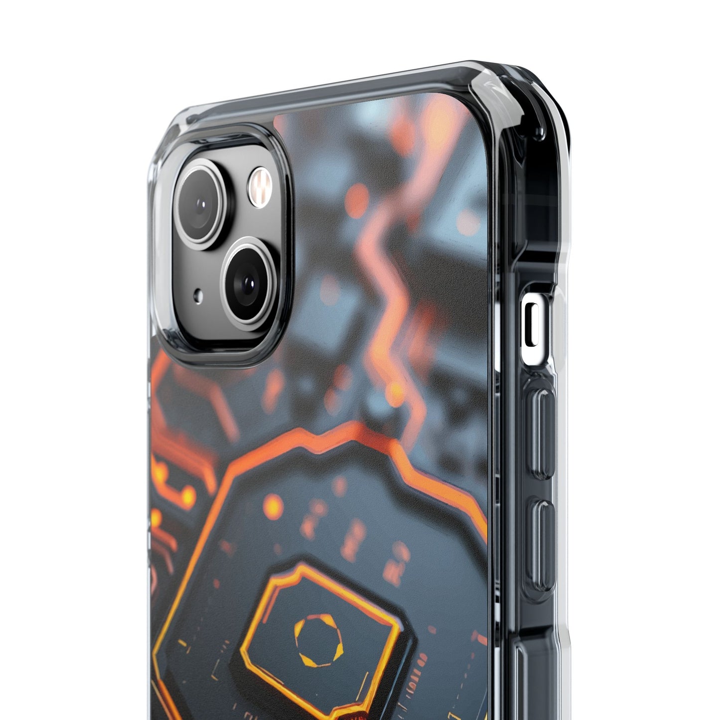 Futuristic Magnetic Phone Case, Clear Impact Case, Stylish Tech Accessory, Gifts for Tech Enthusiasts, Unique Phone Cover