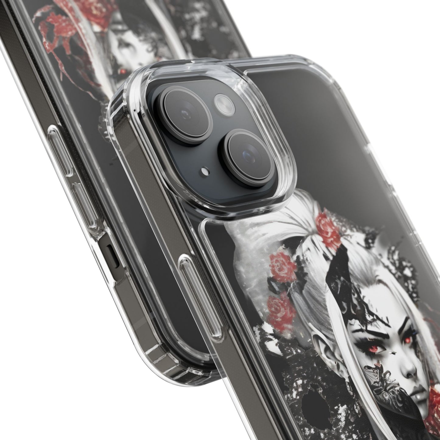 Artistic Clear Phone Case with Floral Design