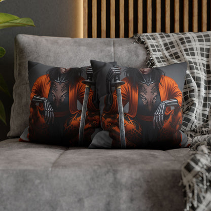 Fierce Warrior Design Pillowcase, Unique Home Decor, Boho Accent Pillow, Anime Art, Gift for Her, Cosplay Lovers