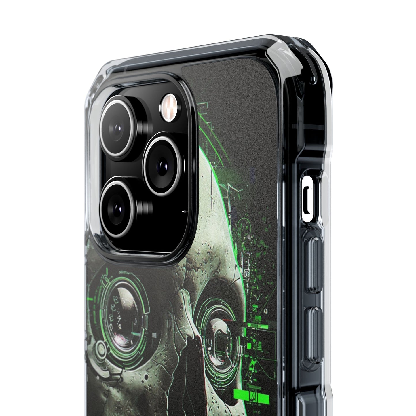 Gothic Skull Phone Case, Cyberpunk Design, Clear Impact Protection, Unique Gift for Him, Halloween Accessories, Tech Lover