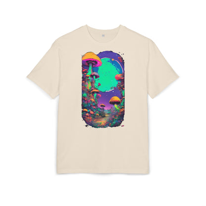Psychedelic Mushroom Oversize Tee, Unisex Heavyweight Shirt, Bohemian Fashion, Festival Wear, Nature Lover Gift