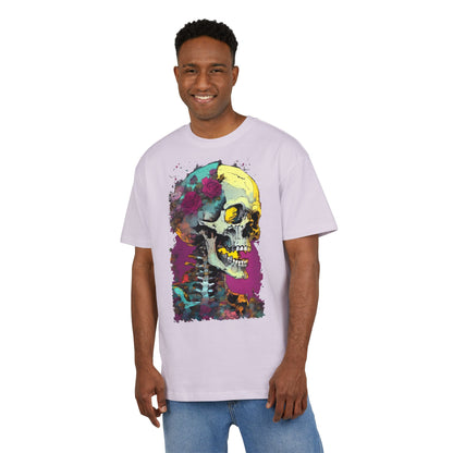 Colorful Skull Oversize Tee, Unisex Graphic Shirt, Edgy Streetwear, Casual Summer Top, Halloween Costume, Gift for Art Lovers