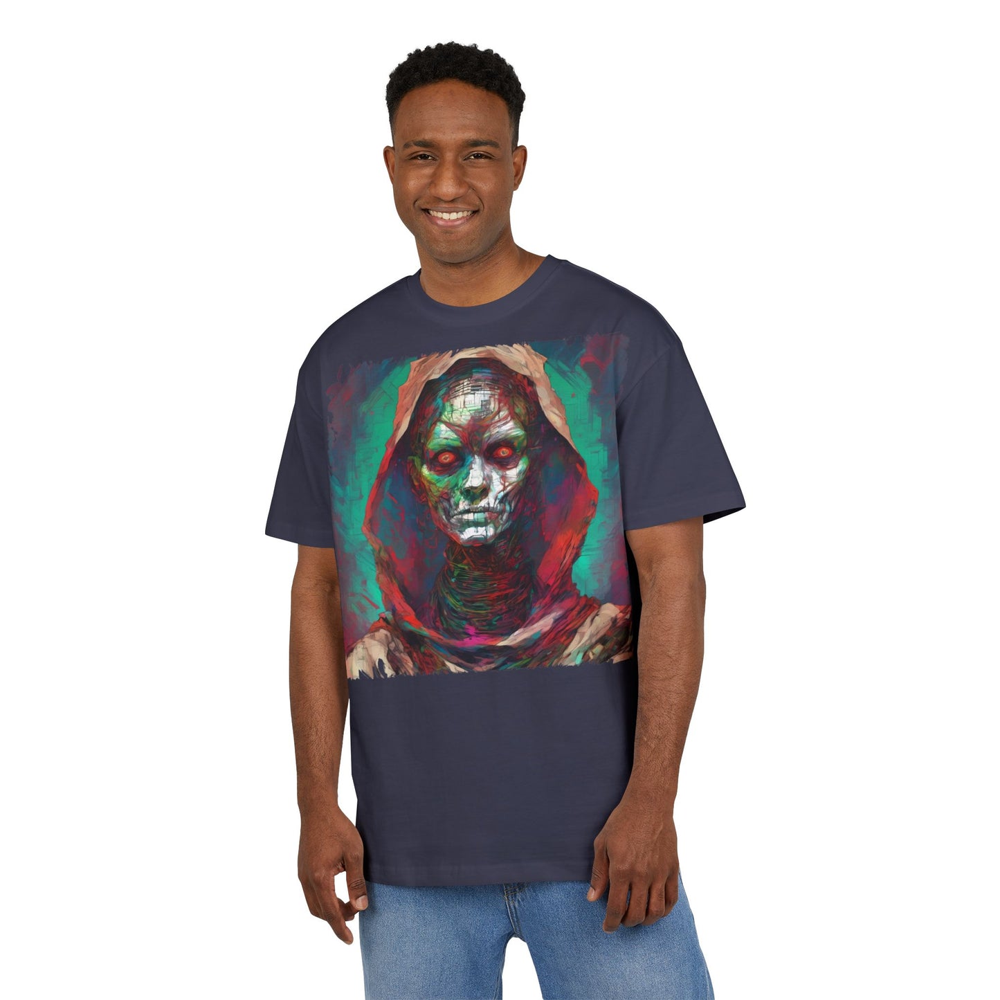 Eerie Oversize Tee, Unisex Graphic Shirt for Horror Lovers, Streetwear, Unique Gift for Halloween, Casual Wear, Art Tee