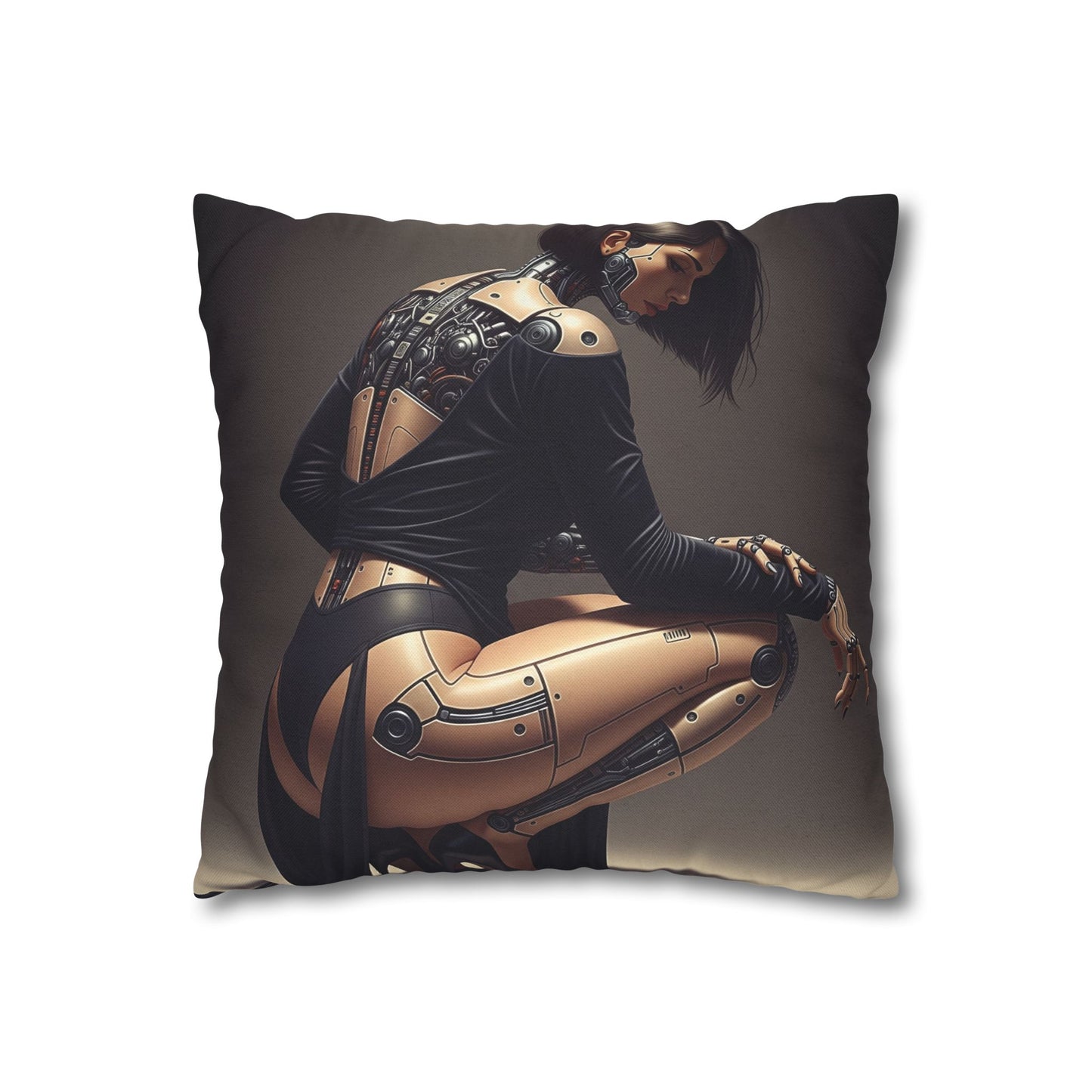 Futuristic Robot Art Pillowcase, Decorative Throw Pillow, Modern Home Decor, Gift for Tech Lovers, Cyberpunk Cushion Cover