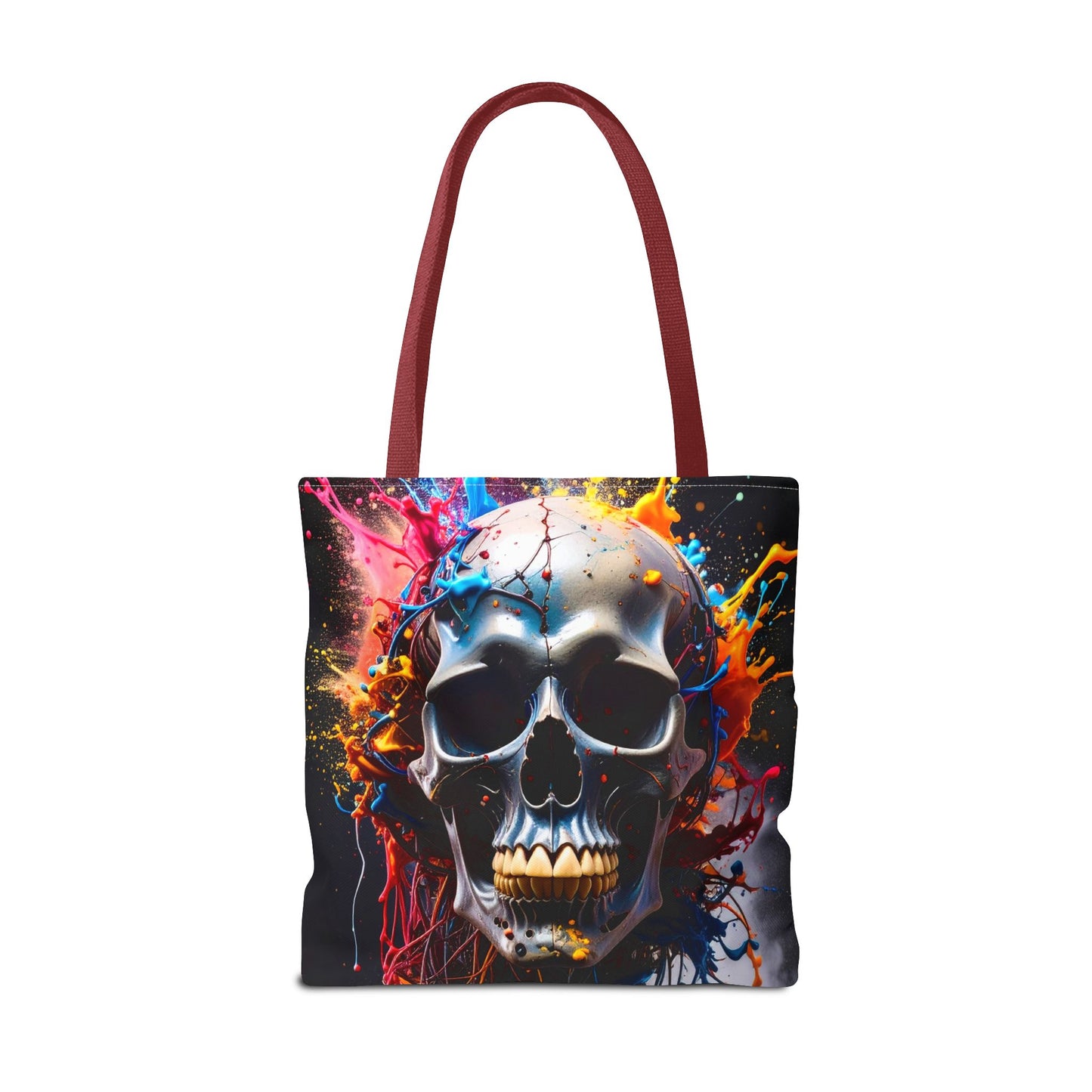 Vibrant Skull Tote Bag, Artistic Reusable Bag, Eco-Friendly Shopping Tote, Perfect Gift for Halloween, Gothic Style